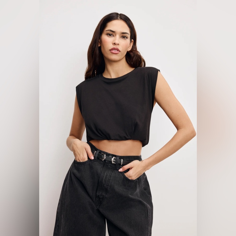 GOOD AMERICAN $79 Cotton/Linen Muscle Tank